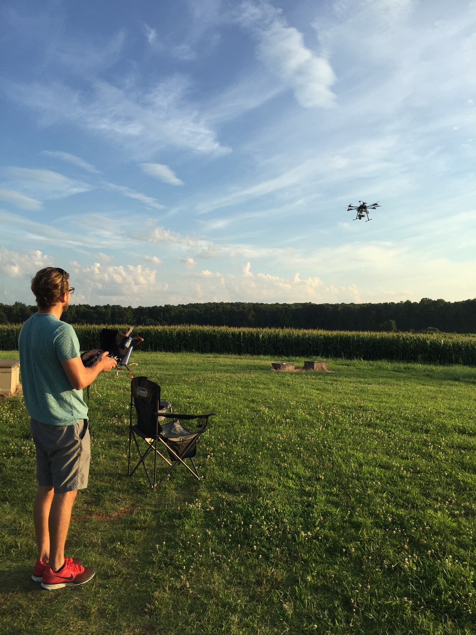 Skyler flying a drone.
